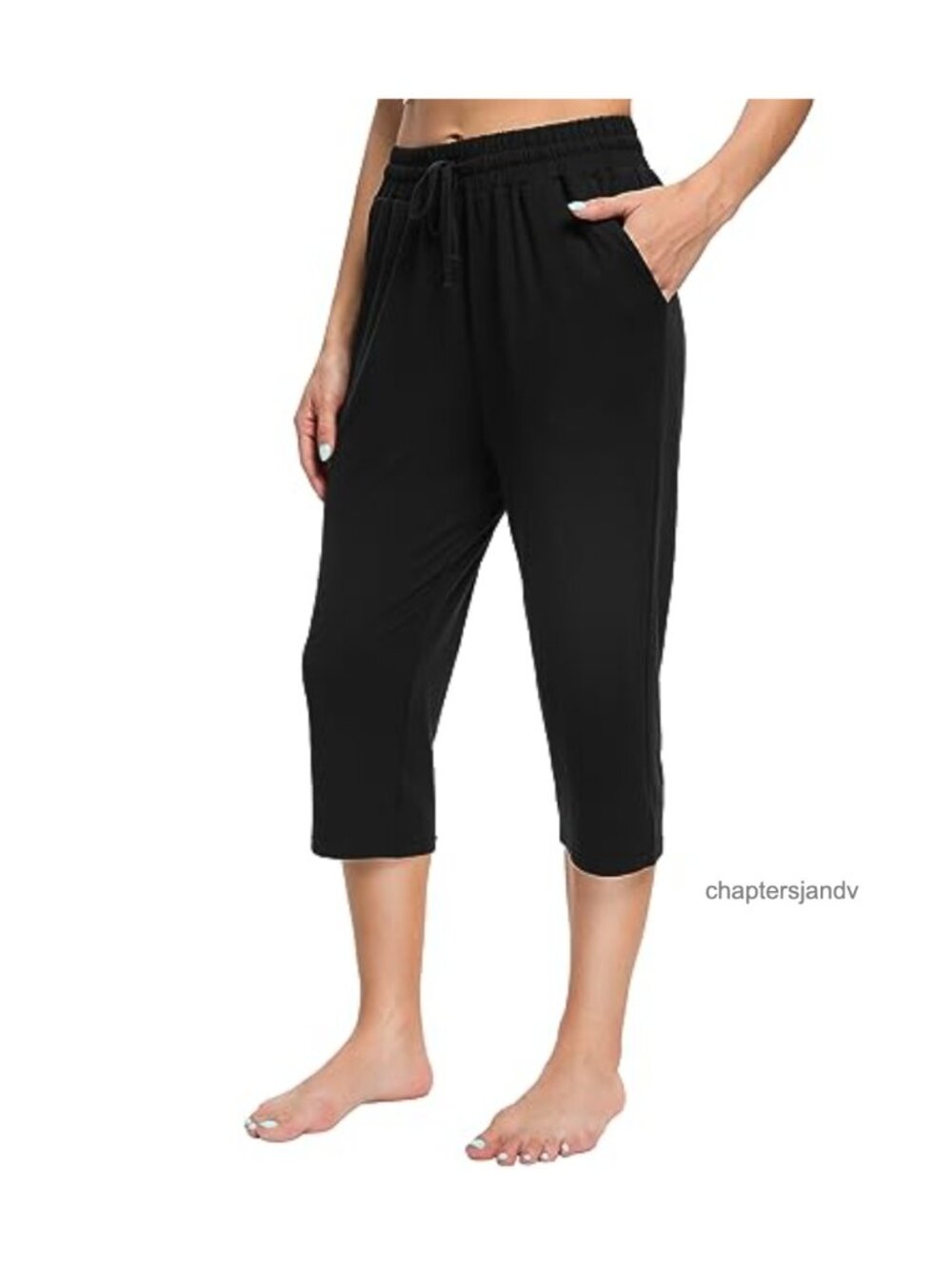 Women's Yoga Capri Pants Loose Drawstring High Waisted Sweatpants with Pockets